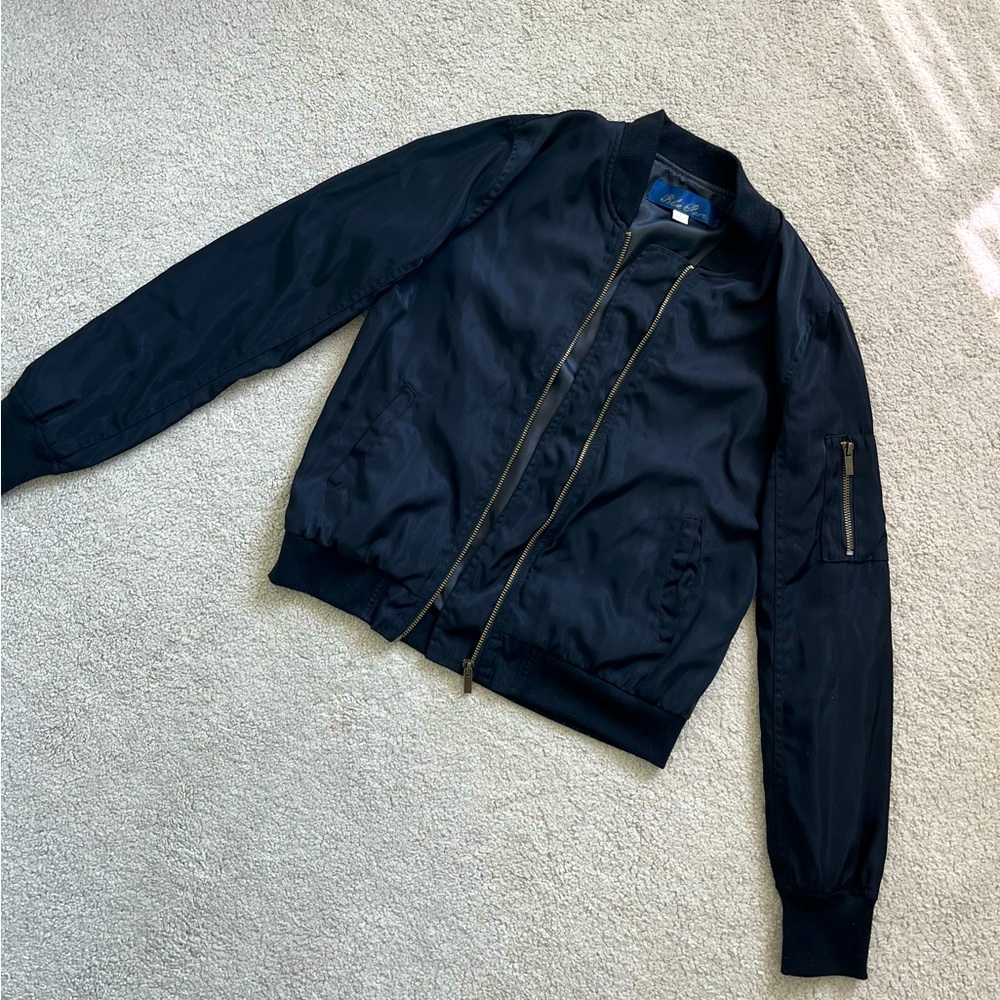 Francesca’s Blue Rain Bomber Jacket